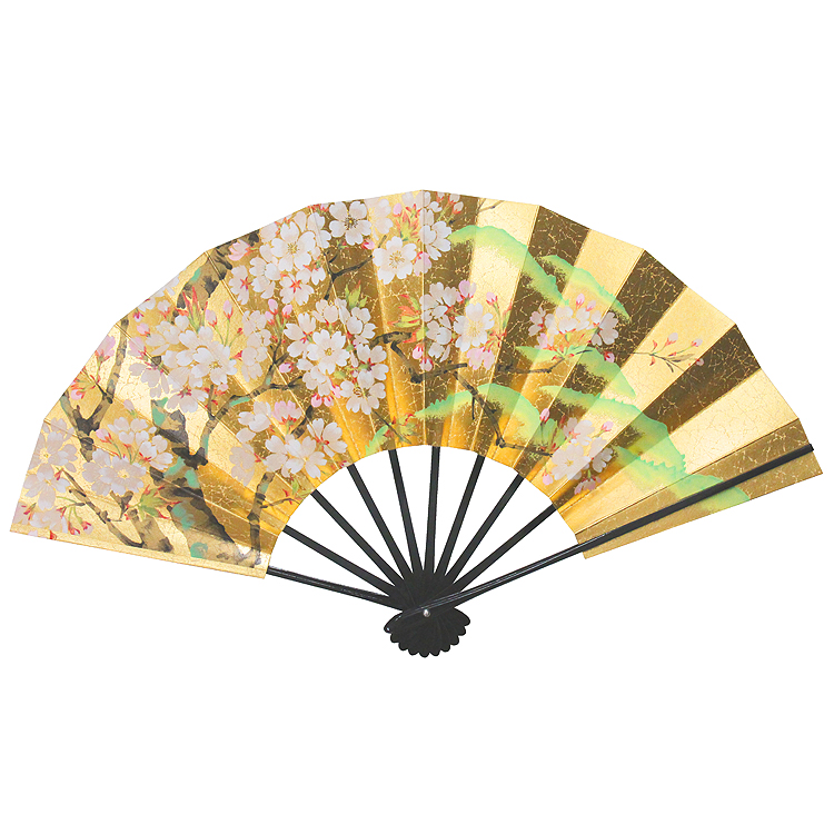 取寄用品 【未使用品】扇子 飾り扇 京扇子 山岡白竹堂「金襴花図 銀山